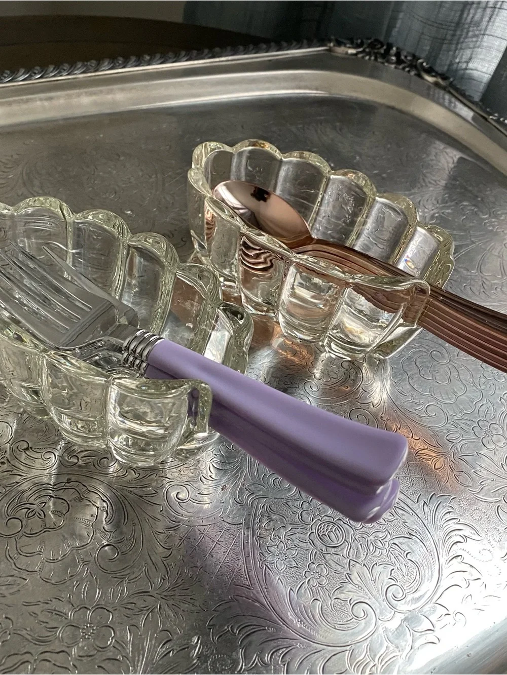 Set of 2 Princess House Crystal spoon rest flatware Holders